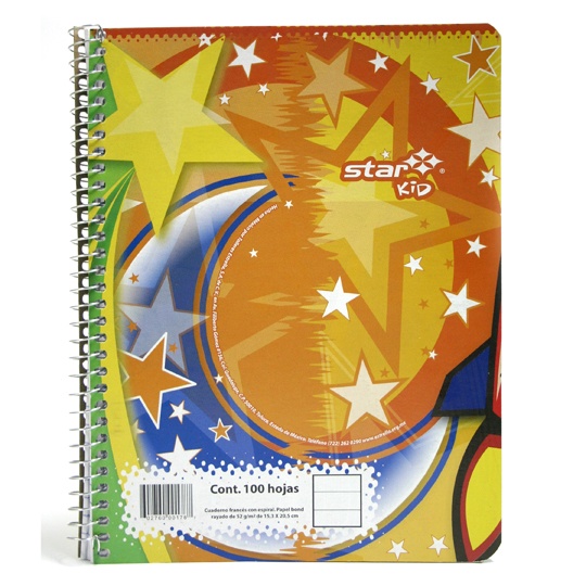 Estrella Cuaderno Forma Francesa de Raya, 100 Hojas, Diseño Star Kid