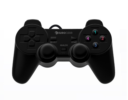 Eurocase Gamepad EUGA-30, PC, Alámbrico, USB, Negro
