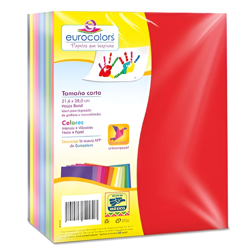 Eurocolors Papel Cortado, 75g/m², 500 Hojas de Tamaño Carta, Multicolor