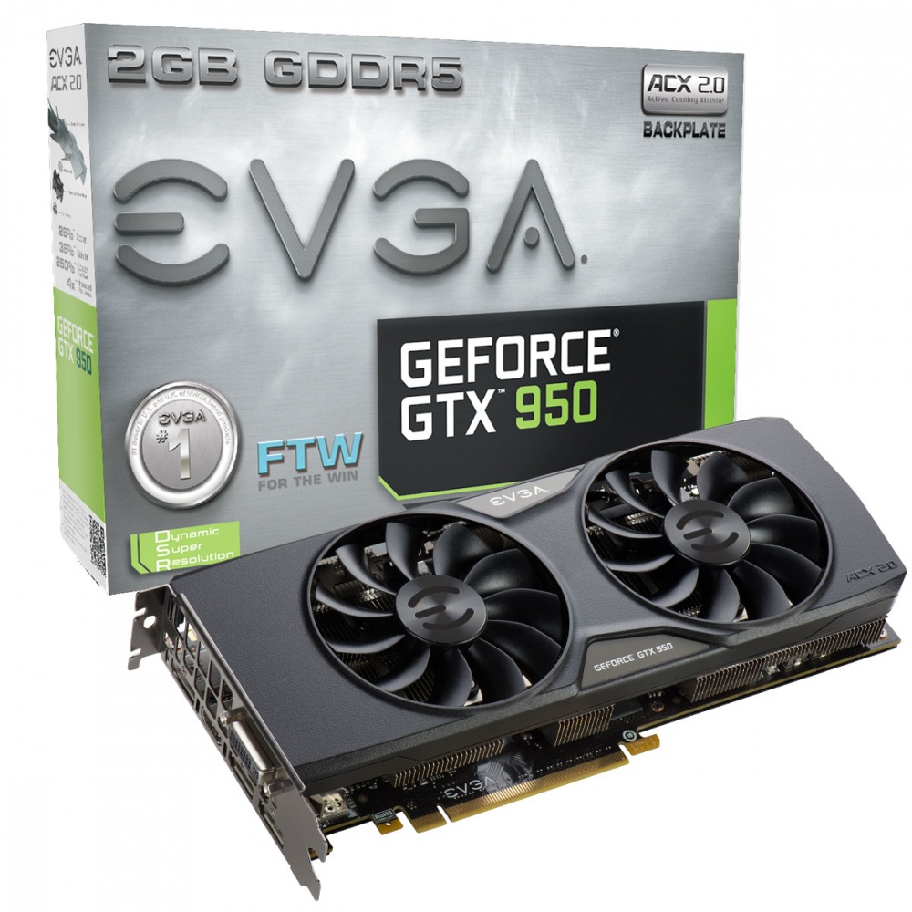Tarjeta de Video EVGA NVIDIA GeForce GTX 950 FTW ACX 2.0, 2GB 128-bit GDDR5, PCI Express 3.0 x16