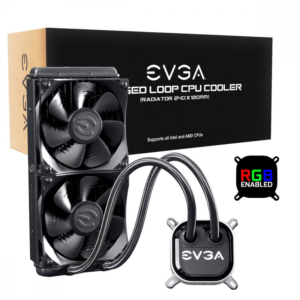 EVGA CLC 240 RGB LED Enfriamiento Liquido para CPU, 120mm, 500-2400RPM