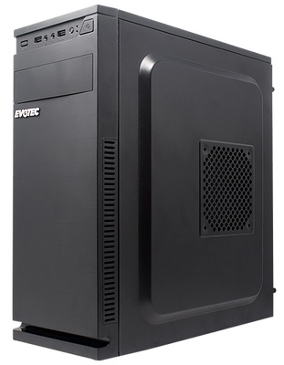 Gabinete Evotec Bardi, Midi-Tower, ATX/Micro-ATX/Mini-ITX, USB 2.0, con Fuente de 600W, 1 Ventilador Instalado, Negro