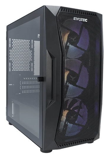 Gabinete Evotec Seoul, Micro-Tower, Micro-ATX/Mini-ITX, USB 2.0/3.0, sin Fuente, 3 Ventiladores Instalados, Negro