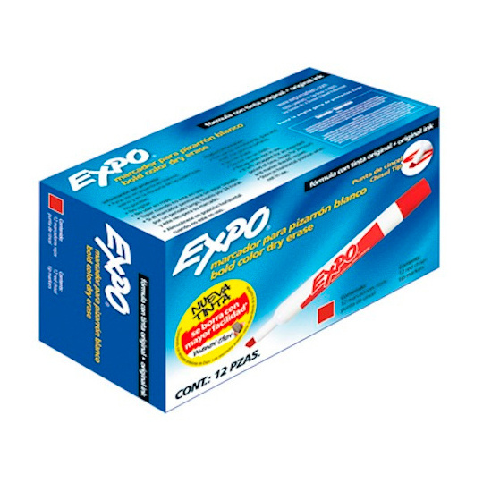 Expo Set de Marcadores para Pizarrón Blanco 1929204, 12 Piezas, Rojo