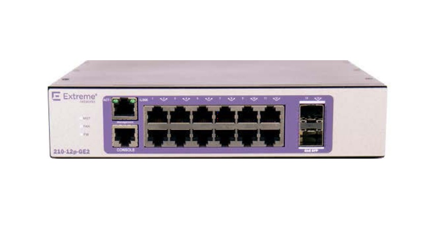 Switch Extreme Networks Gigabit Ethernet 210-12P-GE2, 12 Puertos 10/100/1000Mbps + 2 Puertos SFP, 28Gbit/s, 16.000 Entradas - Administrable