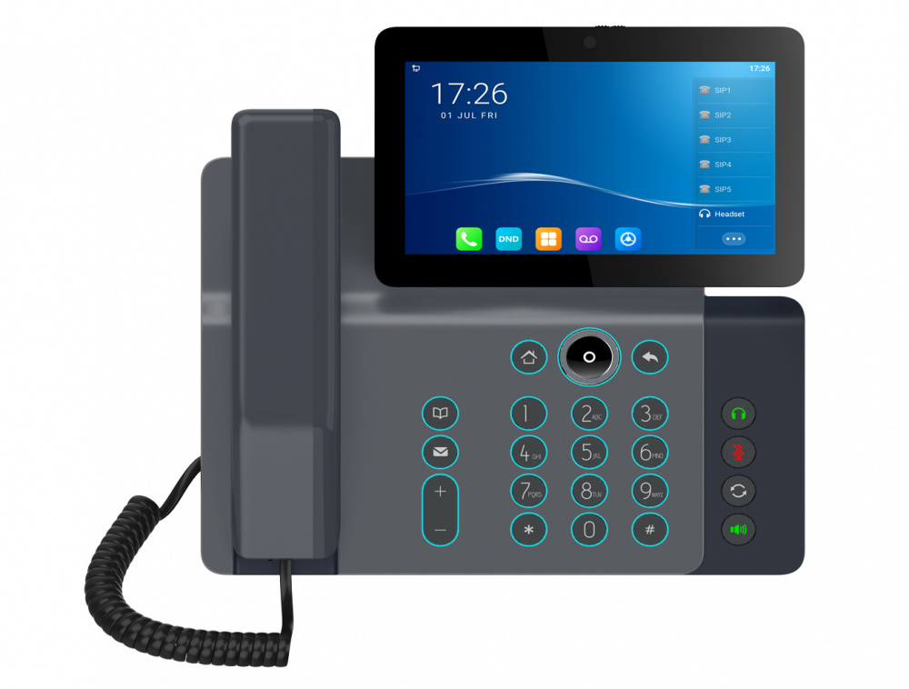 Fanvil Teléfono IP con Pantalla Tactil 7" V67, Bluetooth, WiFi, 20 Líneas, Altavoz, Negro