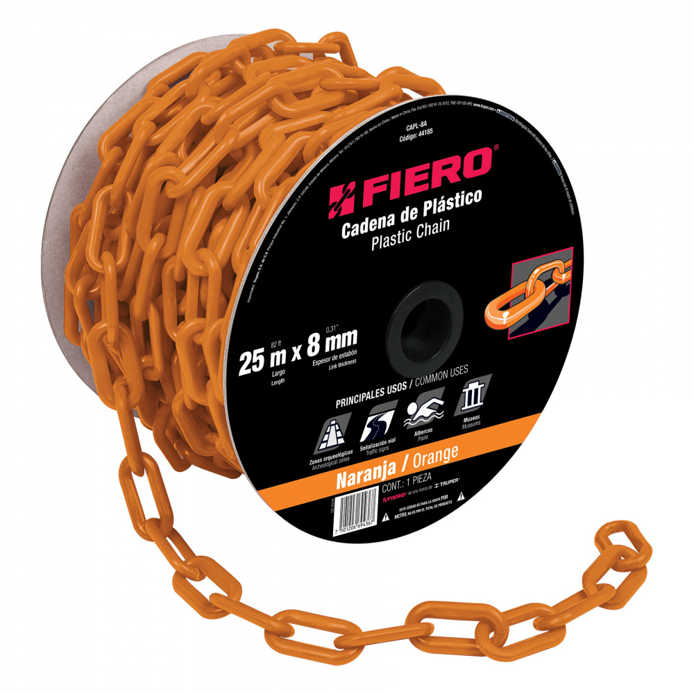 Fiero Cuerda de Plástico CAPL-8A, 8mm, 25 Metros, Naranja