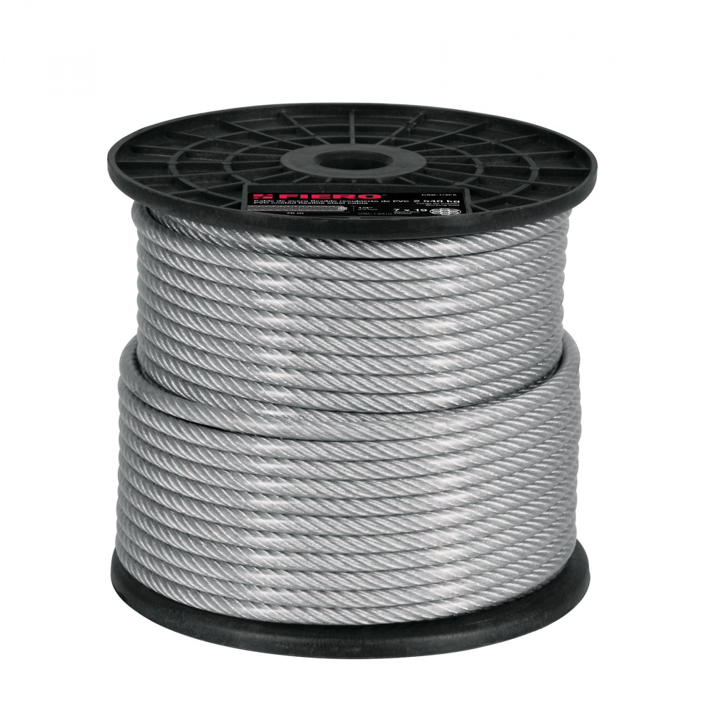 Fiero Bobina de Cable de Acero Flexible, 1/4", 75 Metros
