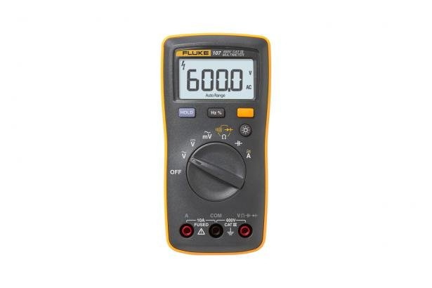 Fluke Multímetro Digital 107, 6 - 600V, Amarillo/Negro