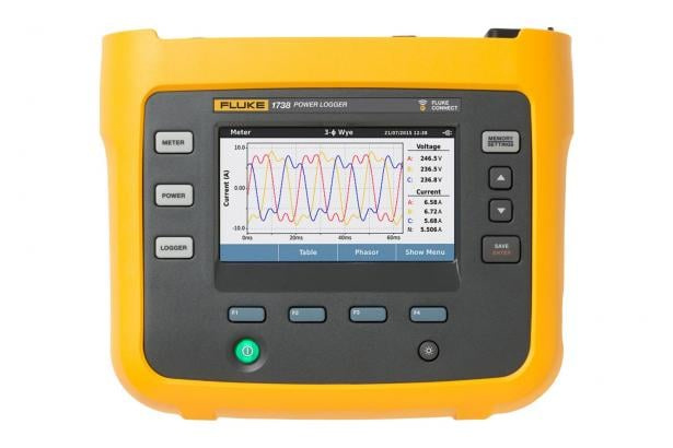 Fluke Registrador de Energía Eléctrica 1734, 100 - 240V, Amarillo