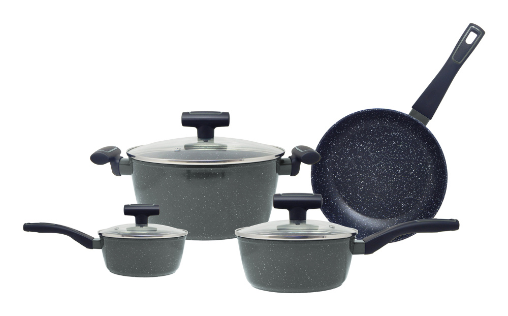 Foode Batería de Cocina FDE01133, Aluminio, Antiadherente, 7 Piezas