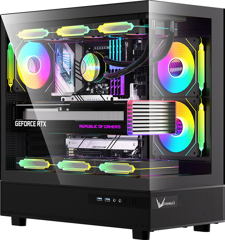 Gabinete Formula V Line Crystal Z8, Midi-Tower, ATX/Micro-ATX/Mini-ITX, USB 3.0, sin Fuente, 6 Ventiladores Instalados, Negro