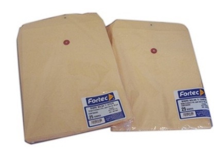 Fortec Sobre con Rondana, Paquete de 25 Piezas de Tamaño Oficio, Color Manila