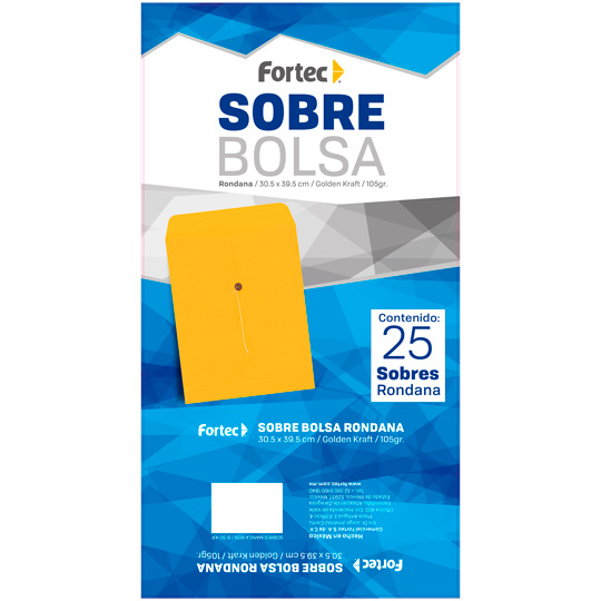 Fortec Sobre Tipo Bolsa Rondana, Paquete de 25 Piezas de Tamaño Legal, Color Amarillo
