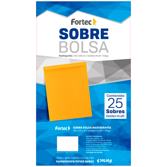 Fortec Sobre Tipo Bolsa B-40-RAK, Paquete de 25 Piezas, 40 x 50cm, Color Amarillo