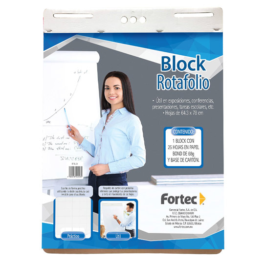 Fortec Block Cuadriculado para Rotafolio, 25 Hojas, 64.3x78cm, Blanco