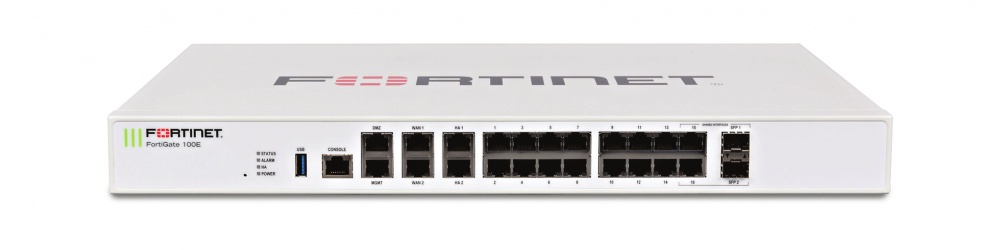 Router Fortinet con Firewall FortiGate 100E + 24x7 FortiCare and FortiGuard 1 Año, Alámbrico, 7400 Mbit/s, 20x RJ-45