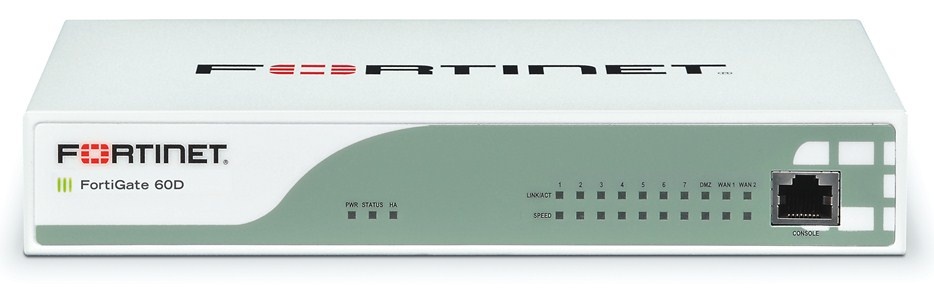 Fortinet Router con Firewall FortiGate 60D, Alámbrico, 1500 Mbit/s, 7x RJ-45, 100 Usuarios