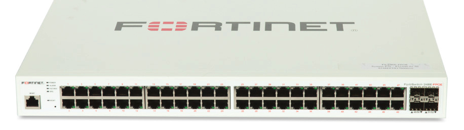 Switch Fortinet Gigabit Ethernet FortiSwitch 248E-FPOE, 48 Puertos PoE 10/100/1000Mbps + 4 Puertos SFP, 104 Gbit/s, 16.000 Entradas - Administrable
