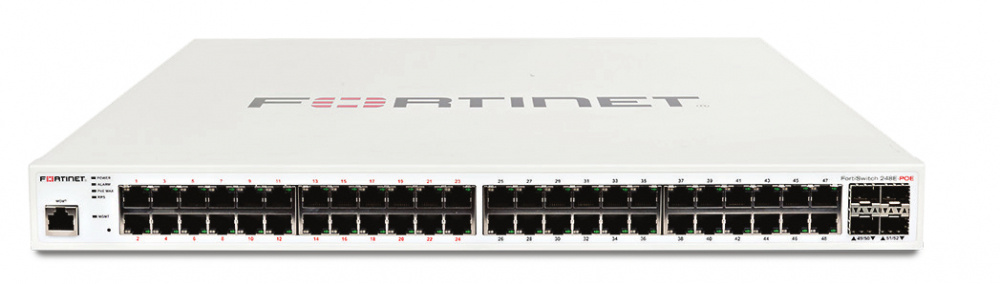 Switch Fortinet Gigabit Ethernet FortiSwitch 248E-POE, 48 Puertos 10/100/1000 (24x PoE) + 4 Puertos SFP, 104 Gbit/s, 16.000 Entradas - Administrable