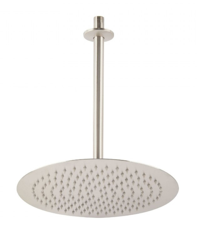 Foset Cabezal de Regadera 12" Redonda de Acero Inoxidable 45080, Satinado ― incluye Brazo de 30cm para Techo