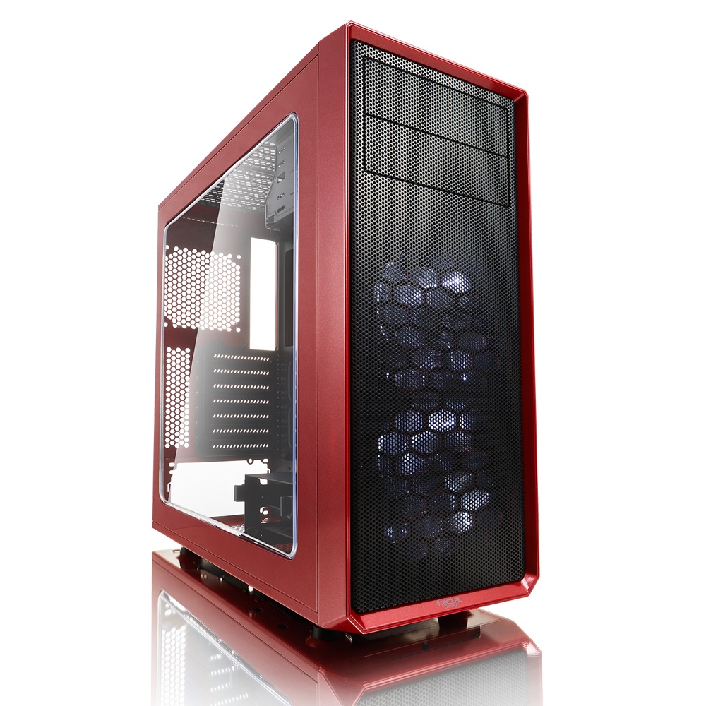 Gabinete Fractal Design Focus G, Midi-Tower, ATX/Micro-ATX/Mini-ITX, USB 2.0/3.0, sin Fuente, 2 Ventiladores Instalados, Negro/Rojo
