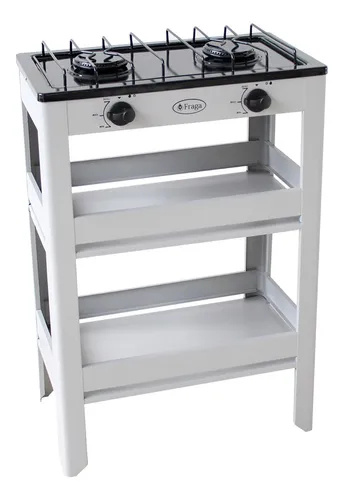 Fraga Parrilla de Gas con Anaquel P906, 2 Quemadores, Negro/Gris