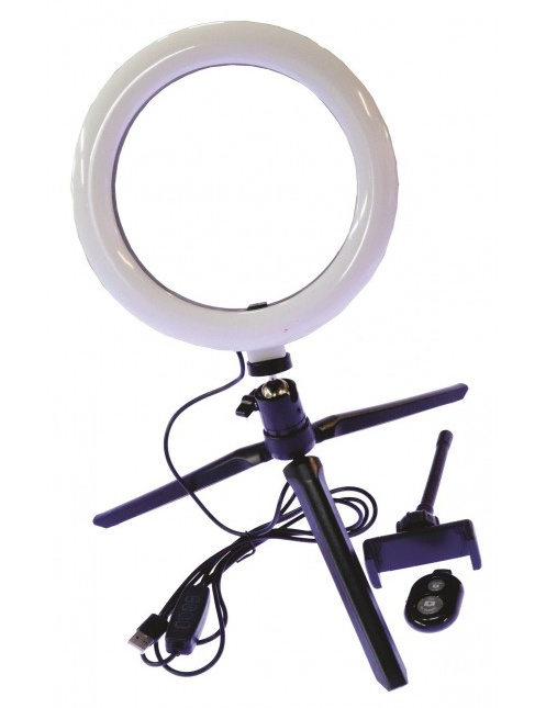 Fussion Acustic Aro de Luz LED con Tripie, Negro