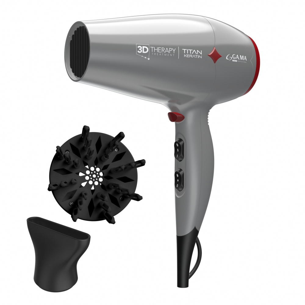 Gama Italy Secadora Diamond 3D Titan Keratin, 2 Velocidades, 2300W, Gris