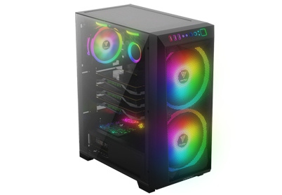 Gabinete Gamdias APOLLO M1 ELITE con Ventana RGB, Midi-Tower, ATX/micro ATX/Mini-ATX, USB 3.2, sin Fuente, 3 Ventiladores RGB Instalados, Negro
