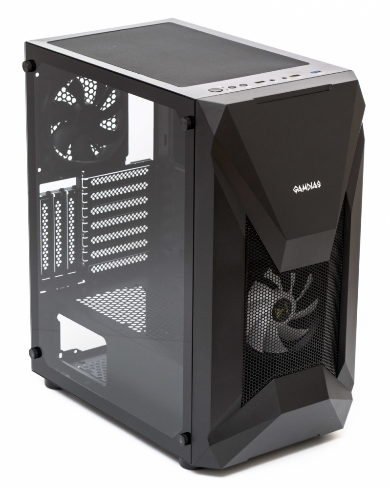 Gabinete Gamdias ATHENA E1 ELITE con Ventana RGB, Midi Tower, ATX/Mini-ITX/Micro-ATX, USB 2.0/3.2, sin Fuente, 2 Ventiladores Instalados (1x RGB), Negro