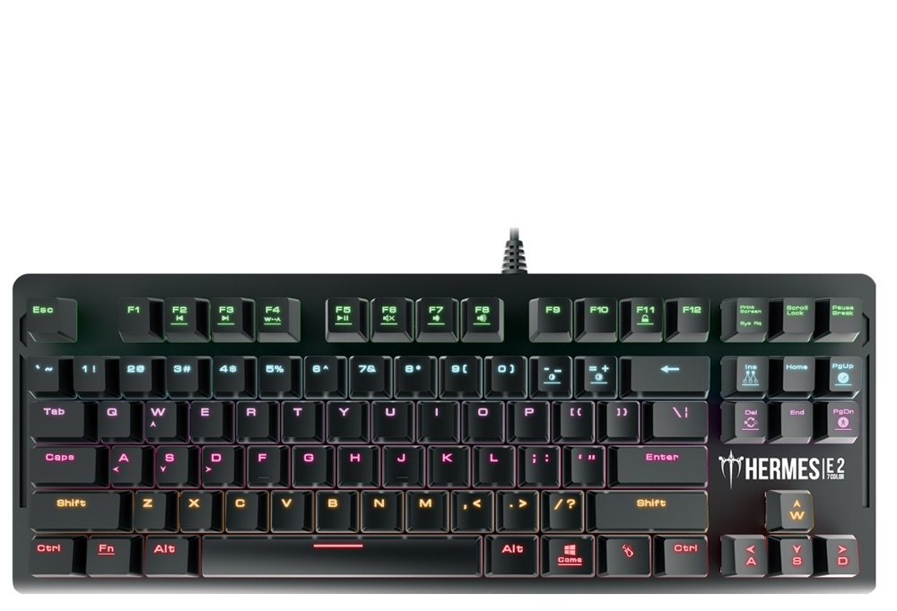 Teclado Gamer Gamdias Hermes E2 RGB, Teclado Mecánico, Switch Blue, Alámbrico, Negro (Inglés)