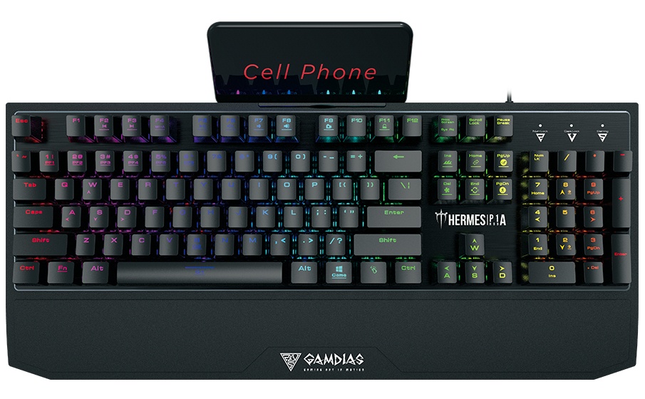 Teclado Gamer Gamdias HERMES P1A RGB, Teclado Mecánico, Alámbrico, Negro (Inglés)