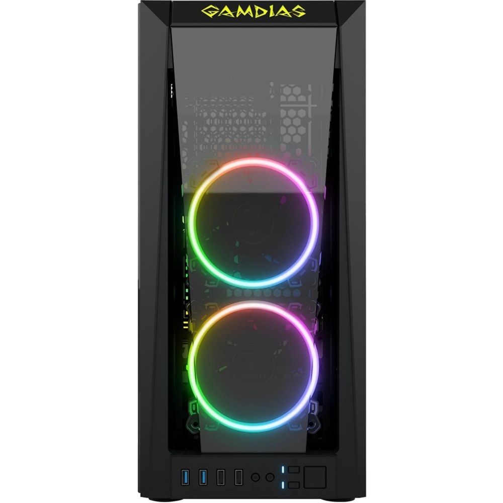 Gabinete Gamdias Talos M1A con Ventana RGB, Midi-Tower, ATX/Micro-ATX/Mini ATX, USB 3.0, sin Fuente, 3 Ventiladores Instalados (2x RGB), Negro