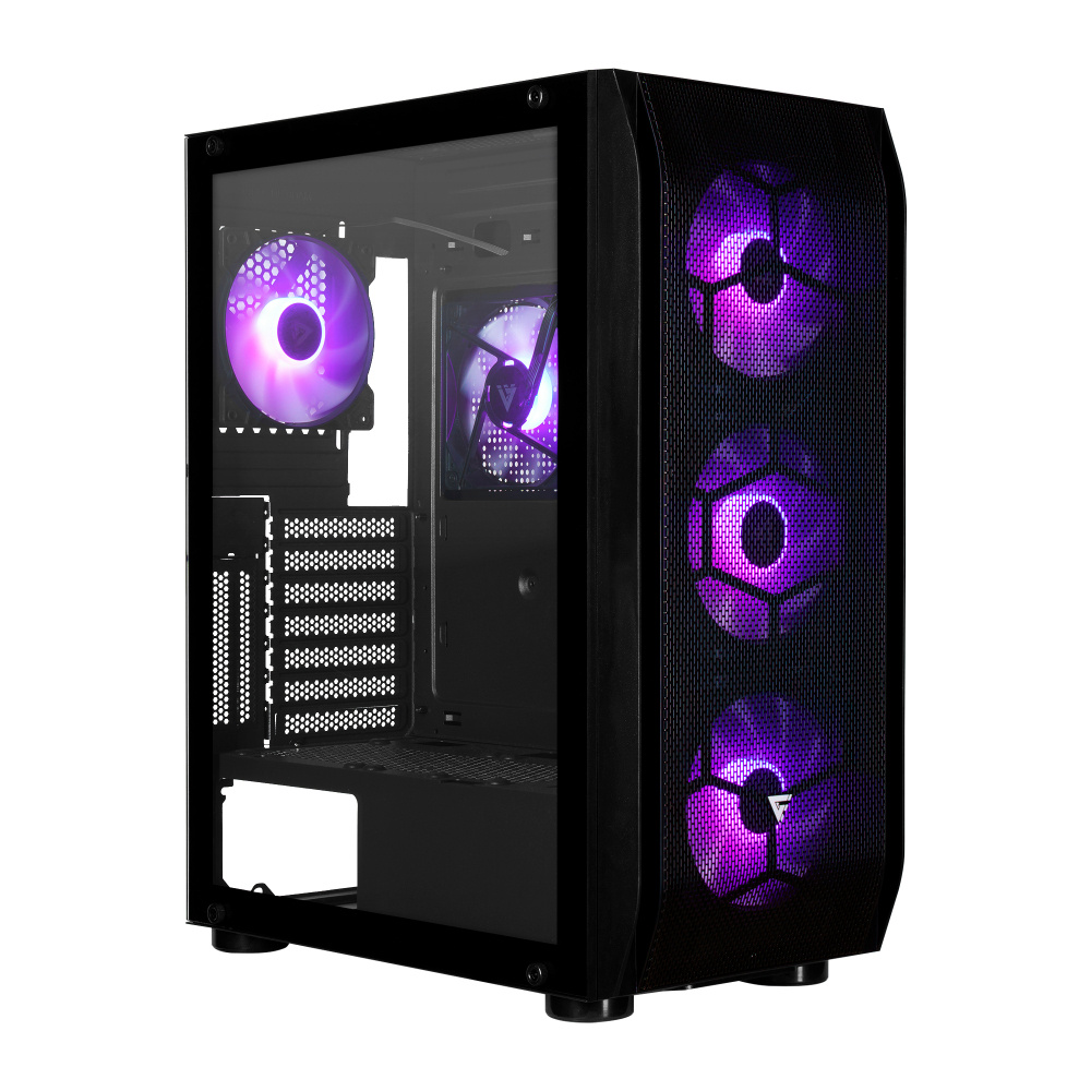 Gabinete Game Factor CSG400, Midi-Tower, ATX/EATX/Micro-ATX/Mini-ITX, USB 2.0/3.0, sin Fuente, 5 Ventiladores Instalados, Negro 