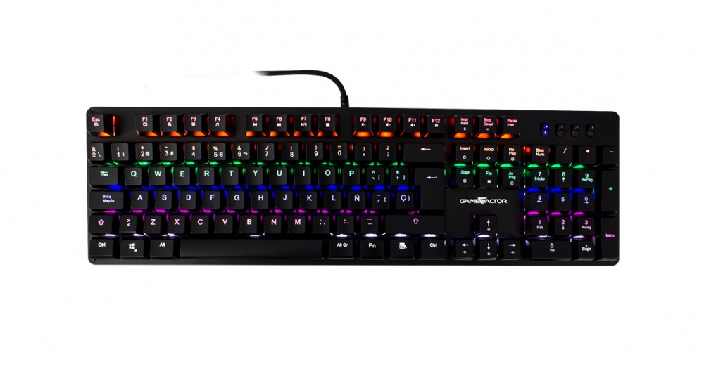 Teclado Gamer Game Factor KBG400 LED RGB, Teclado Mecánico, KRED Red, Alámbrico, USB, Negro, Español 