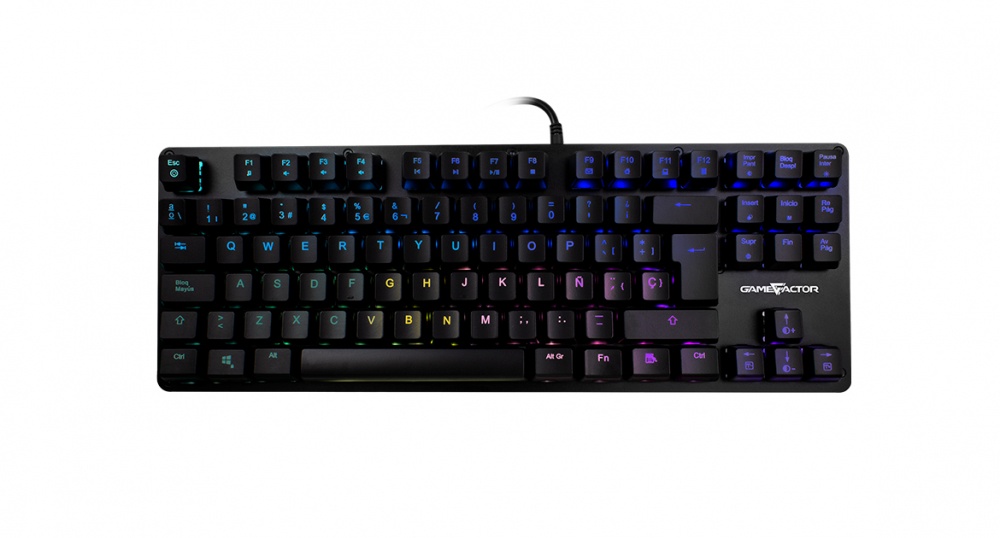Teclado Gamer Game Factor KBG500 LED RGB, Teclado Mecánico, KRED Blue, Alámbrico, USB, Negro, Español 