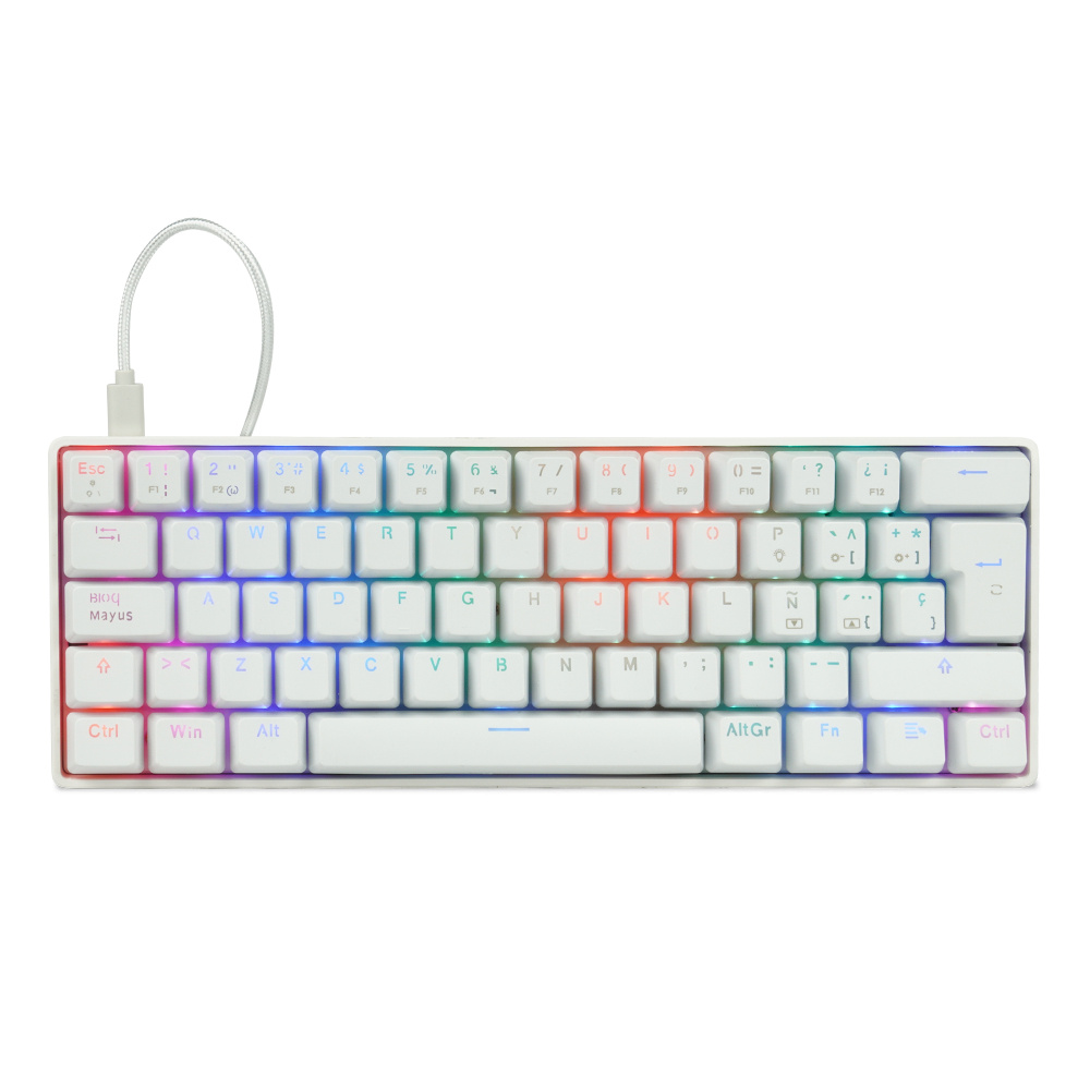Teclado Gamer Game Factor KBG560 RGB, Teclado Mecánico, Switch Red, Alámbrico, Blanco (Español)