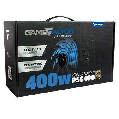 Fuente de Poder Game Factor PSG400 80 PLUS Bronze, 24-pin ATX, 120mm, 400W 