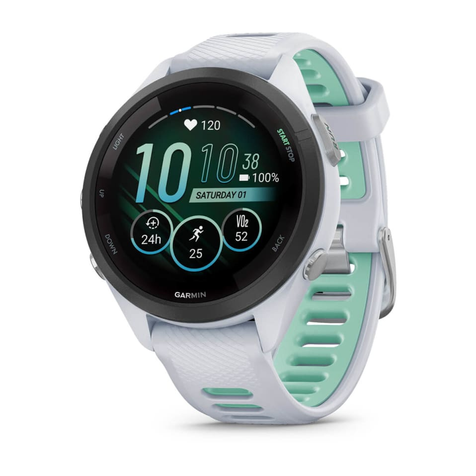 Garmin Smartwatch Forerunner 265s, Touch, GPS, Bluetooth, 42mm, Android/iOS, Blanco/Verde - Resistente al Agua