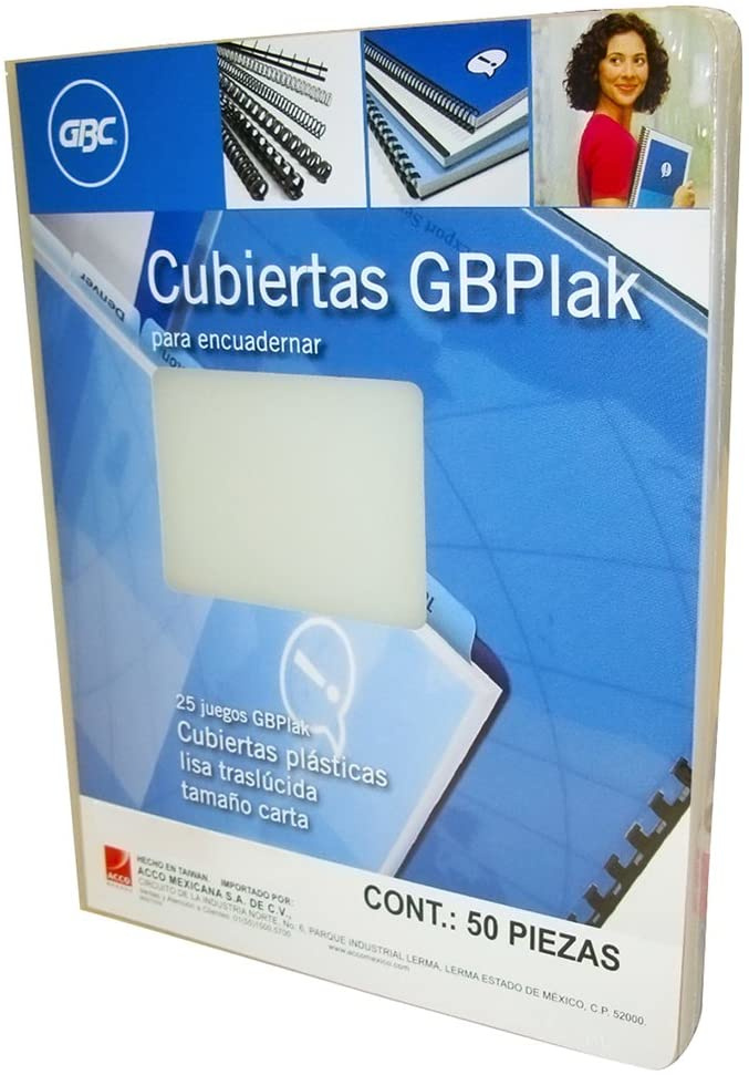 GBC Cubiertas GBPlak Lisas, Paquete de 50 Piezas, Tamaño Carta, Cristal