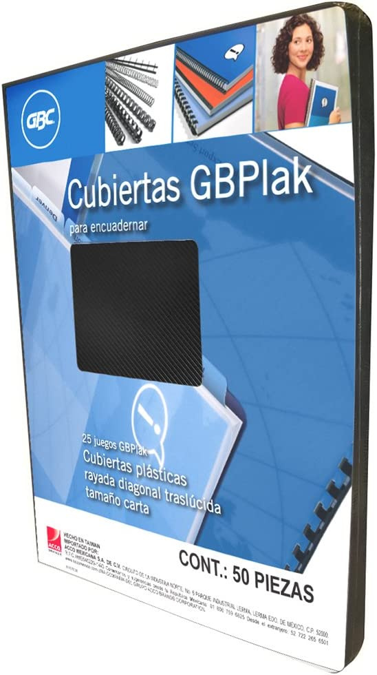 GBC Cubiertas GBPlak Rayadas, Paquete de 50 Piezas, Tamaño Carta, Humo
