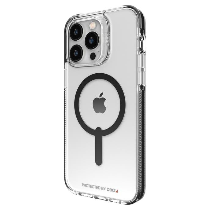 Gear4 Funda Santa Cruz Snap con MagSafe para iPhone 14 Pro Max, Transparente/Negro