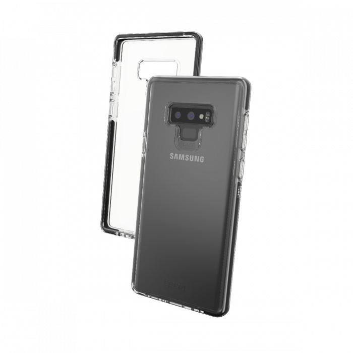 Gear4 Funda Piccadilly para Samsung Galaxy Note 9, Transparente/Negro, Resistente a Rayones/Rayos UV