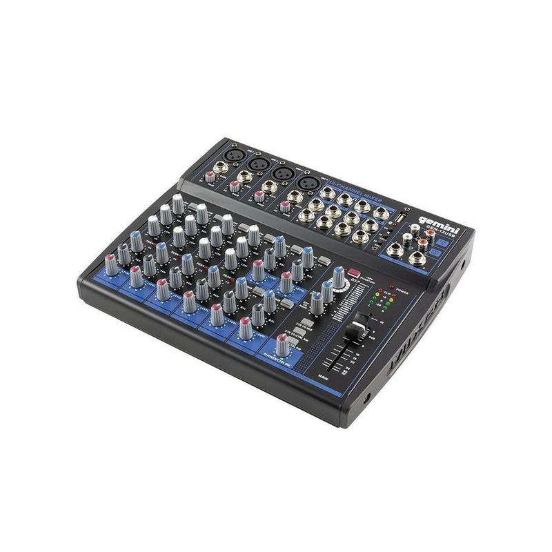 Gemini Mezcladora GEM-12USB, 12 Canales, Bluetooth, XLR, Negro