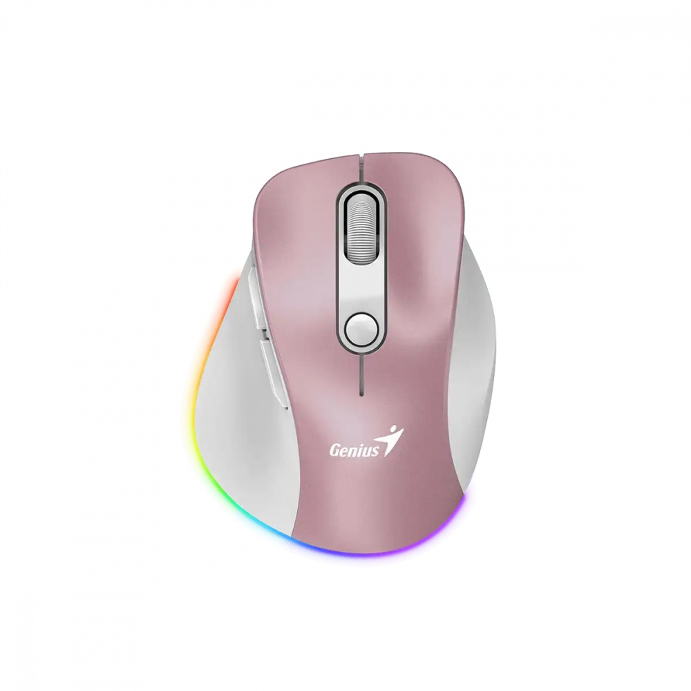 Mouse Genius Óptico Ergo 9000S Pro, Inalámbrico, RF Inalámbrico/Bluetooth, 2400DPI, Gris/Rosa
