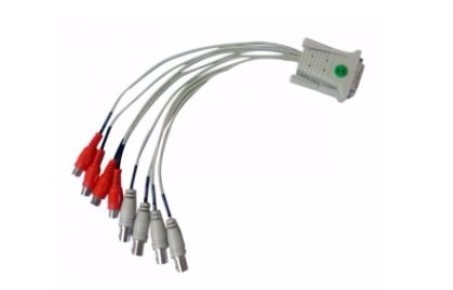 GeoVision Adaptador DVI Macho - 4 RCA + 4 Video Hembra, Gris/Rojo