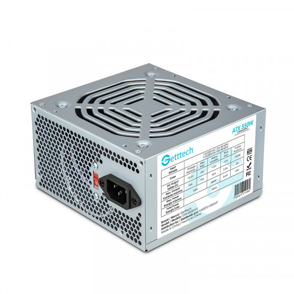 Fuente de Poder Getttech GFS-55020-01 ATX, 24-pin ATX, 120mm, 550W