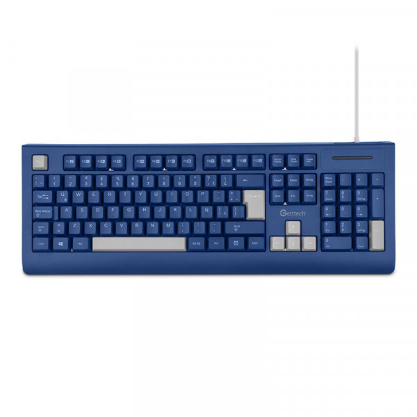 Teclado Getttech GGK-ESMWR-02-BL, Alámbrico, USB, Azul (Español)
