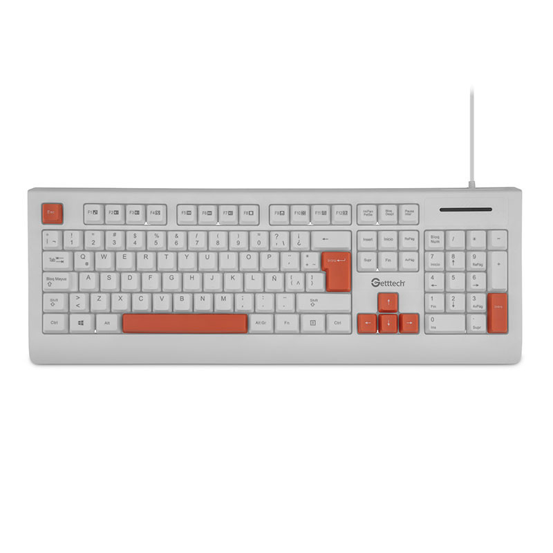 Teclado Getttech GGK-ESMWR-02-WH, Alámbrico, USB, Blanco (Español)